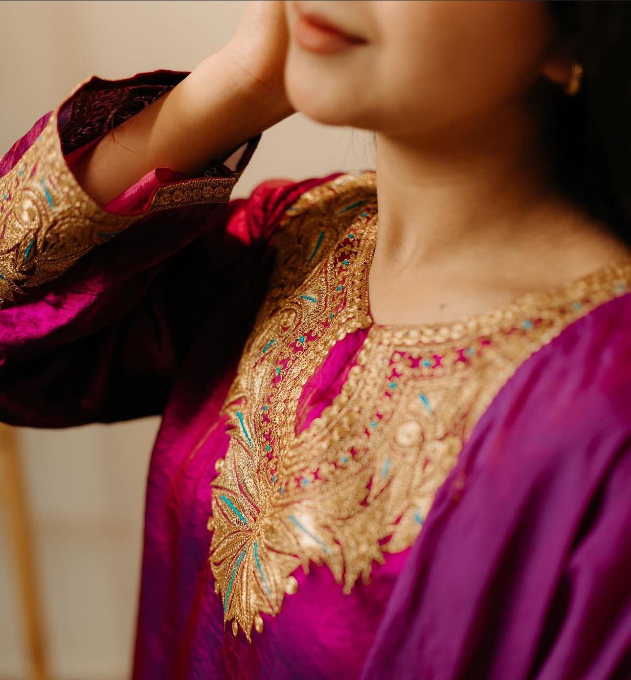 Handcrafted Tila embroidery detail